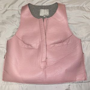 NWT 3.1 Phillip Lim Shell Pink Leather Cropped Tank w/ Side Zipper Size 4